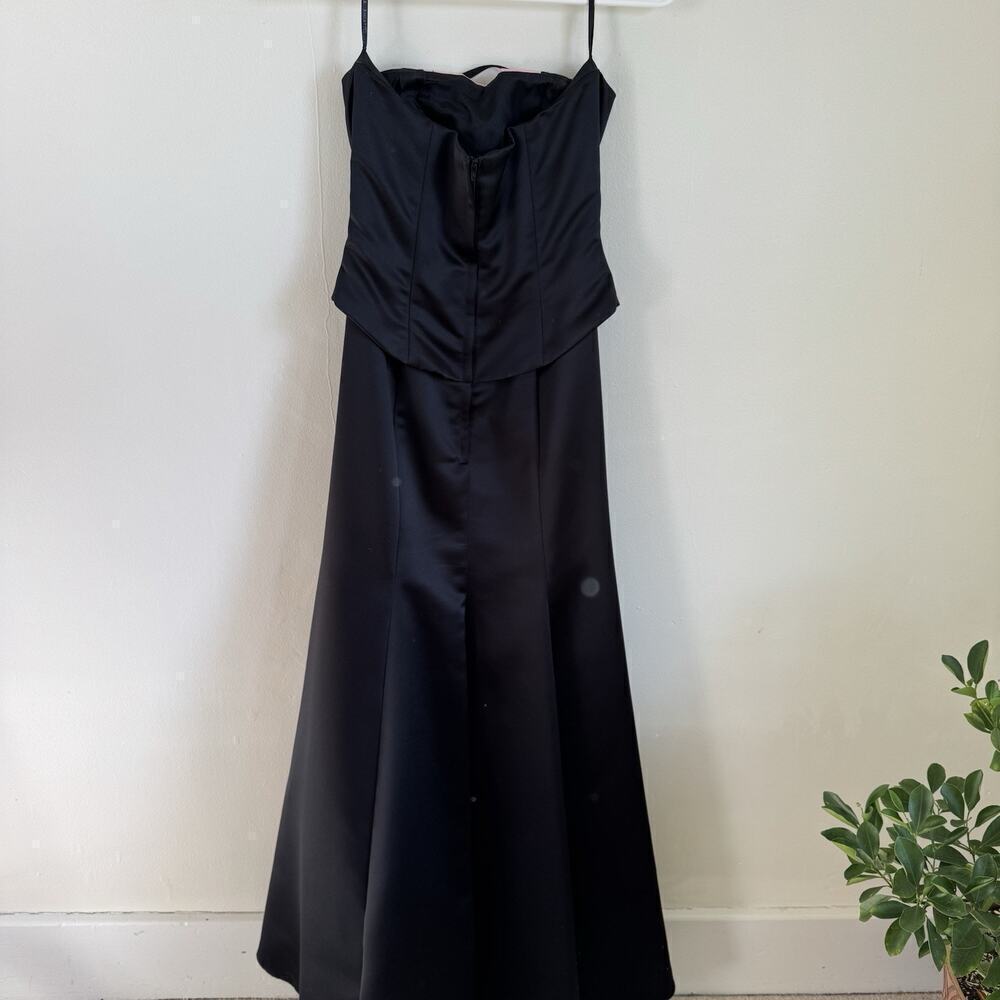 Vtg Jessica McClintock Gunne Sax Corset Lace Up Black 4 5 6 Strapless Gown Dress - Picture 7 of 14
